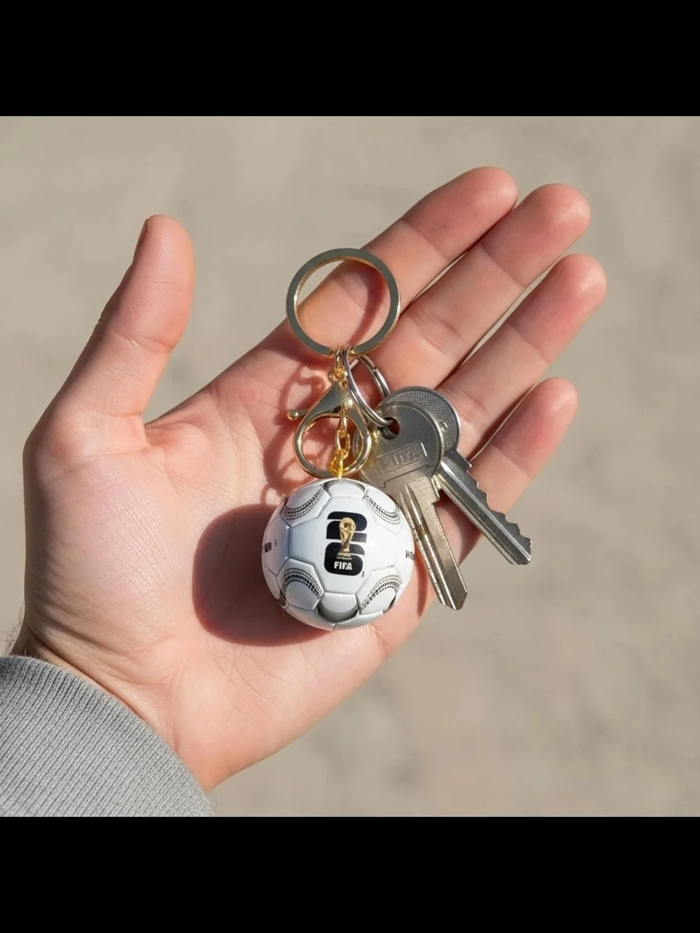 FIFA World Cup Gold & White Soccer Ball Keychain New